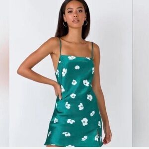 Polly Teal Dress with White Floral Pattern Size 8